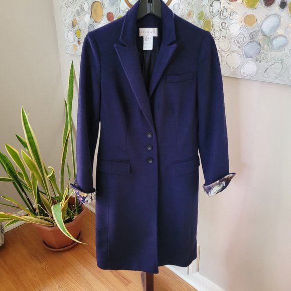 Freda's Jackets & Blazers - Freda's Long Royal Purple and Floral Jacket US 8